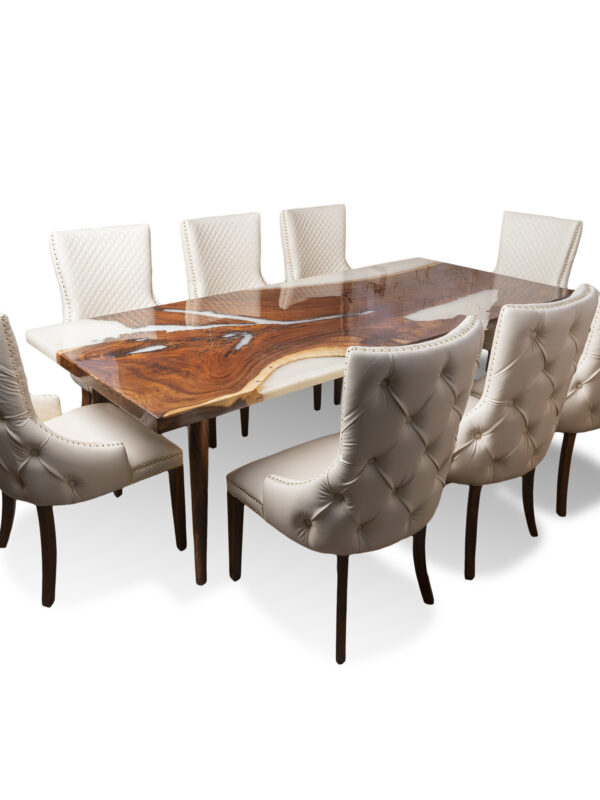 Epoxy Resin Mother of pearl redefined dining table - Live Edge Wood