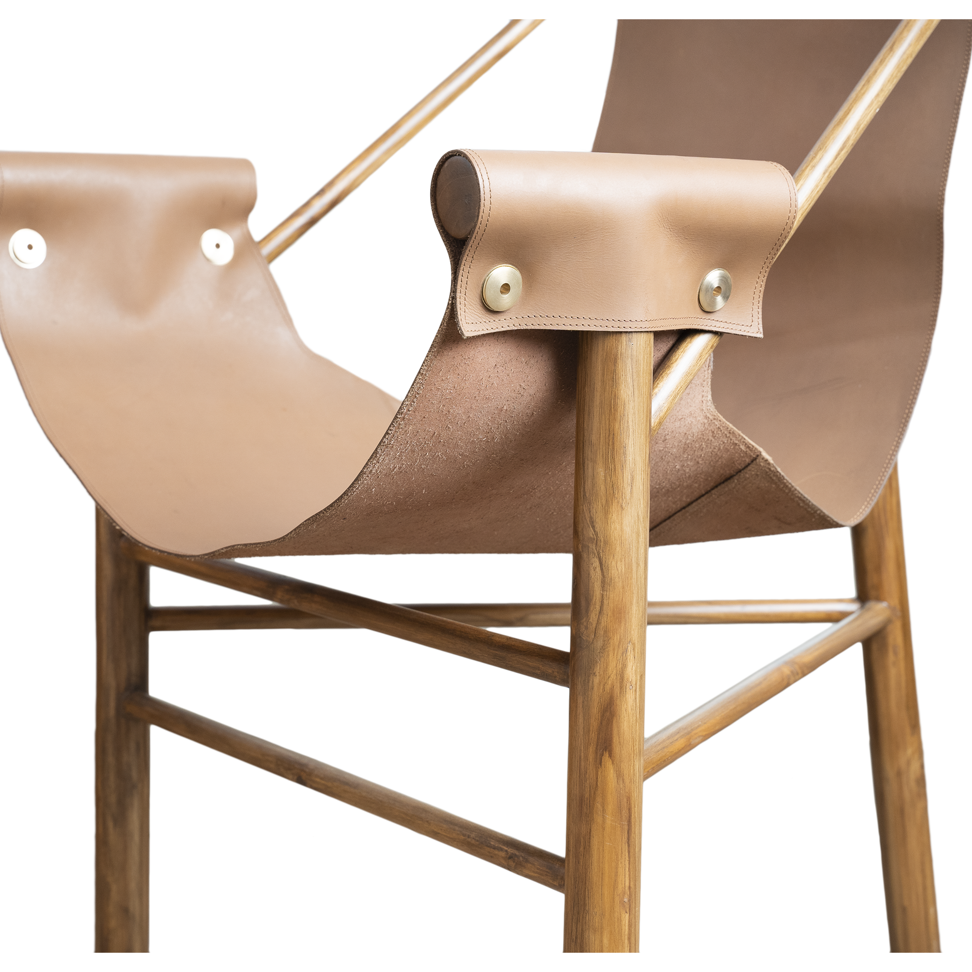 Wood Lathered Light Brown - Lounging chair - Image 3