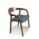 Live Edge Sleak Peak Solid Wood Cushioned Chair – Charcoaled Finish