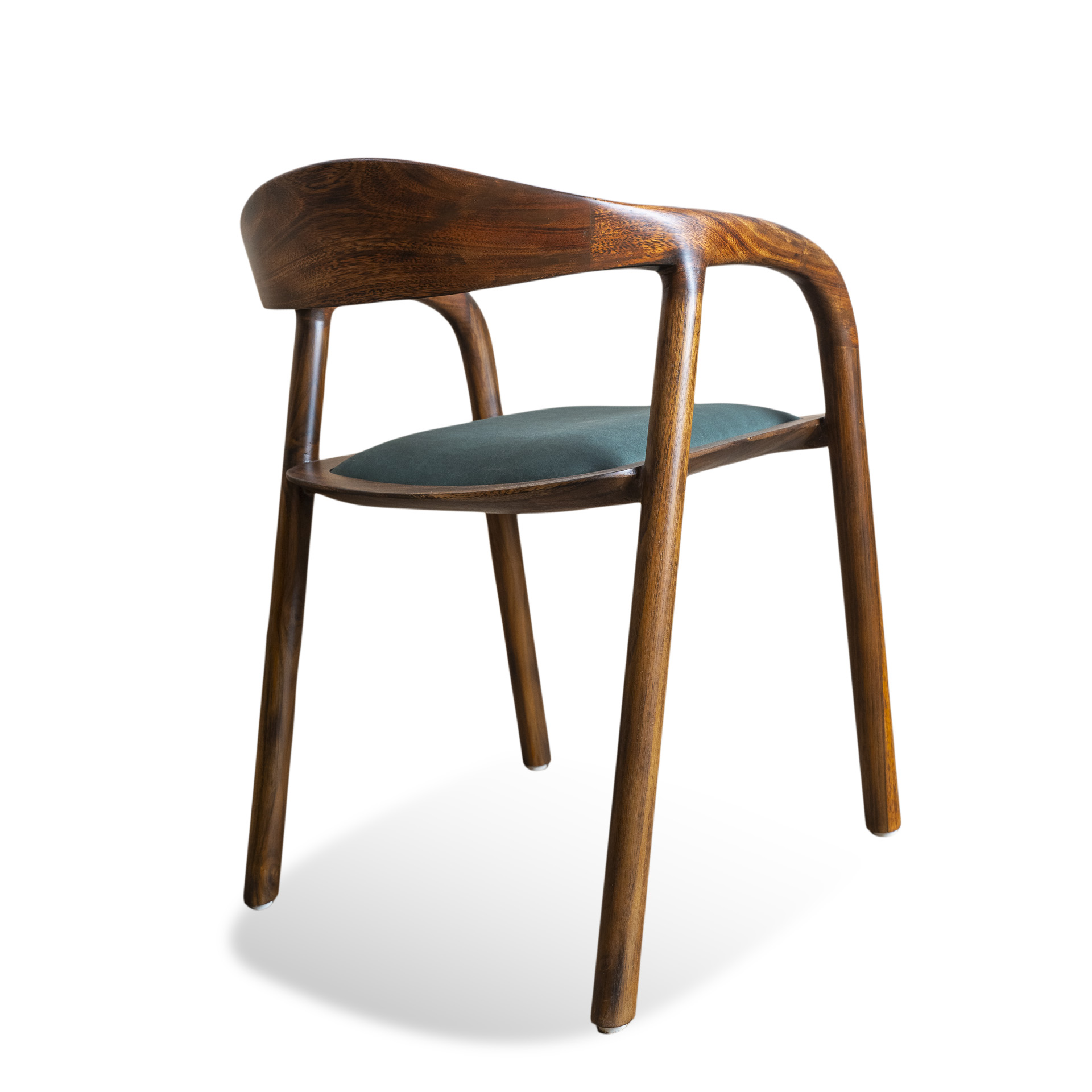 Live Edge Sleak Peak Solid Wood Cushioned Chair – Charcoaled Finish - Image 4