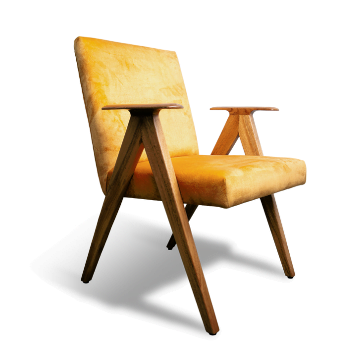 Solid Wood Upholstered Anand He Anand Lounge Chair - Image 3