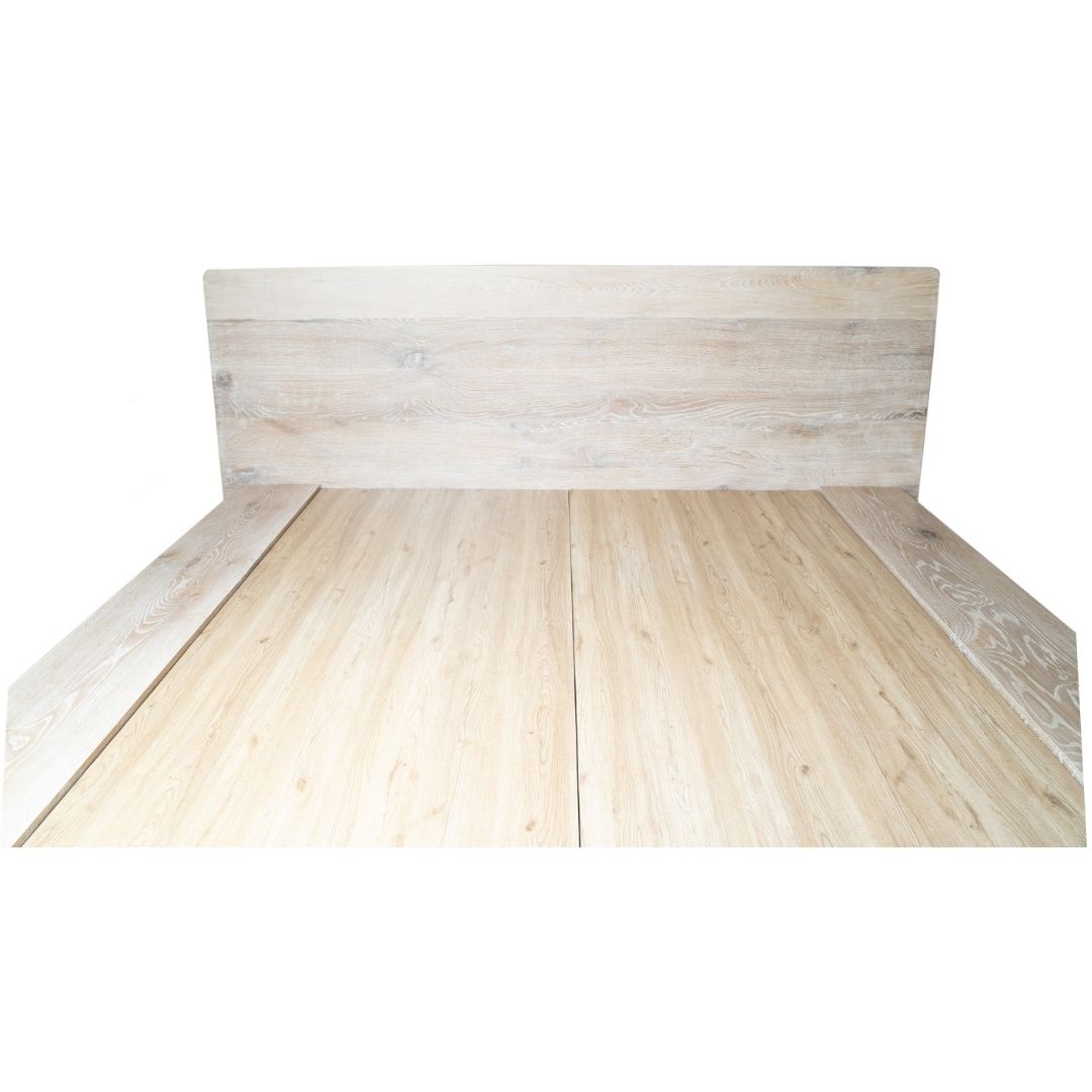 Custom Made Antique Oak Whitened Bed with Floating Frame - Image 3