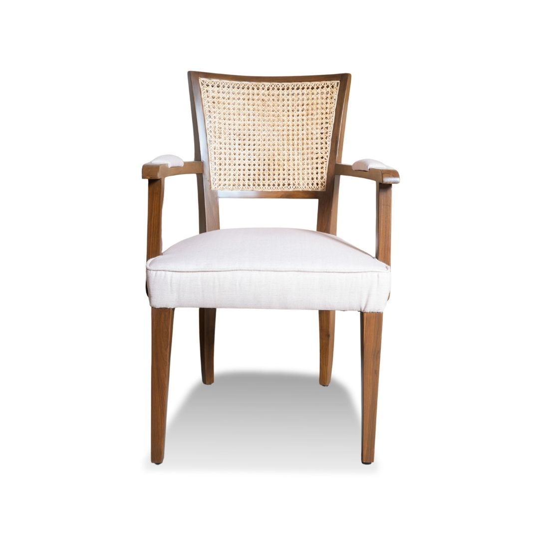 Custom Made Wooden Chair with Armrest – Elegant Cane Back Design - Image 2