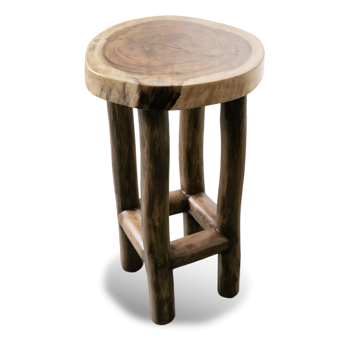 Live Edge Barny Bar Stool– Handcrafted Rustic East Indian Walnut