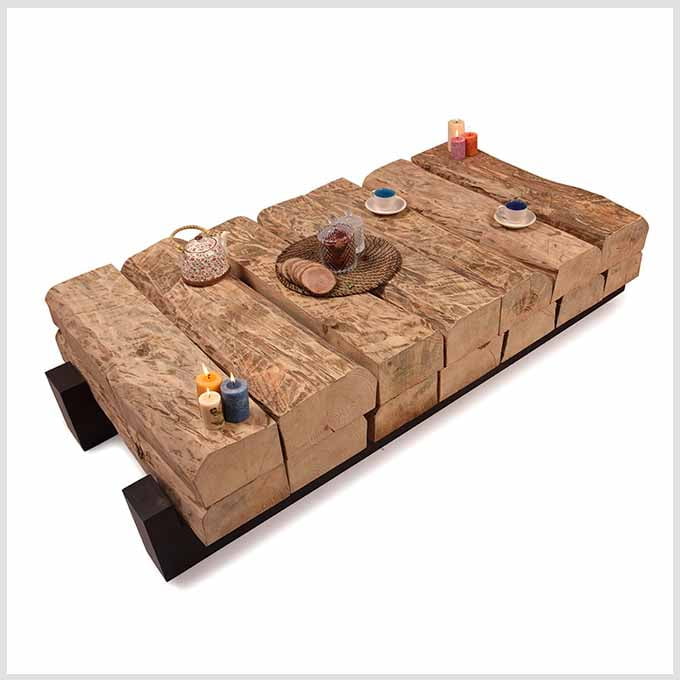 Solid Wooden Bars Of Pine Coffee Table - Image 5