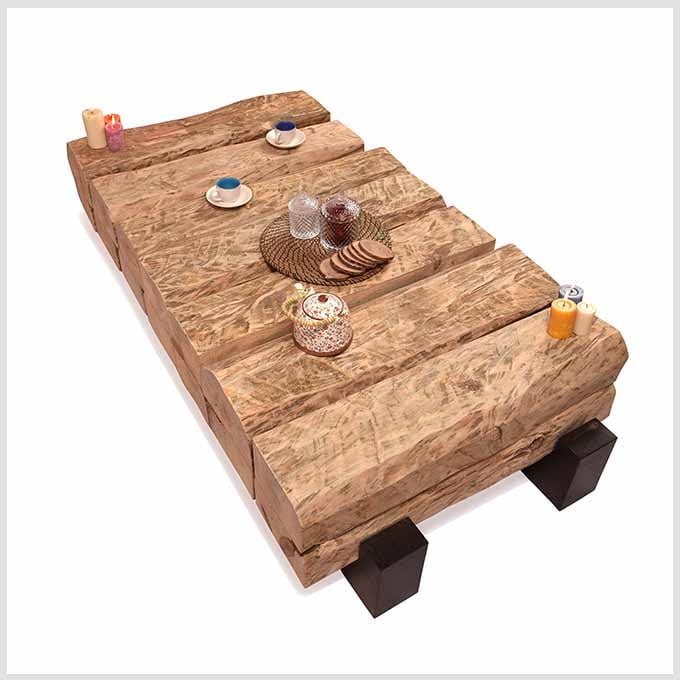 Solid Wooden Bars Of Pine Coffee Table