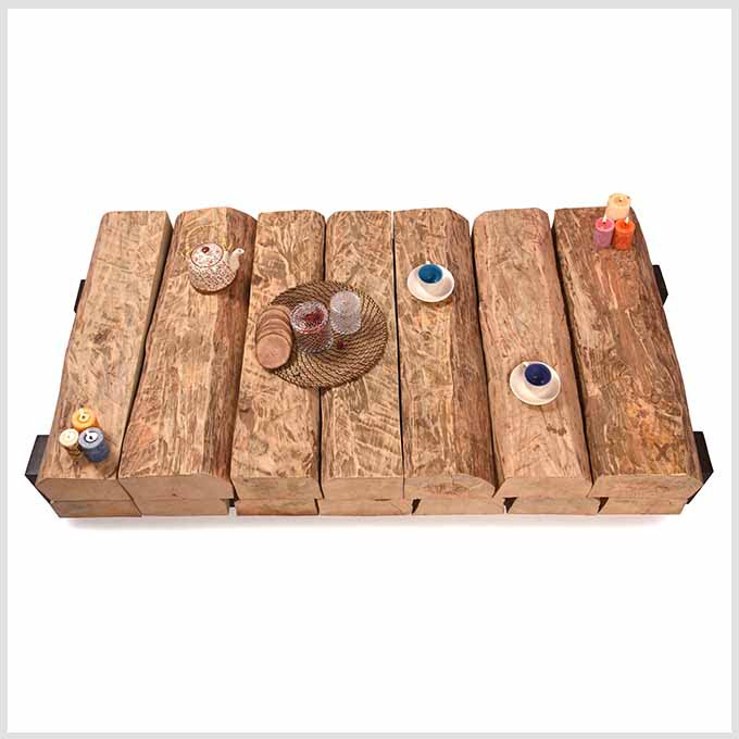 Solid Wooden Bars Of Pine Coffee Table - Image 2