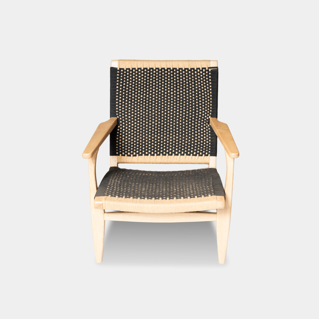 Black Jute Balcony Chair - Black and White - Image 2