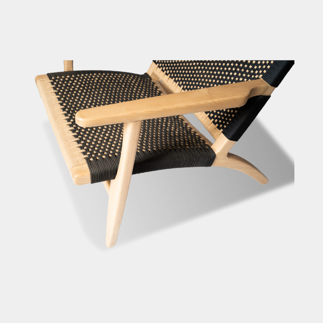 Black Jute Balcony Chair - Black and White - Image 3