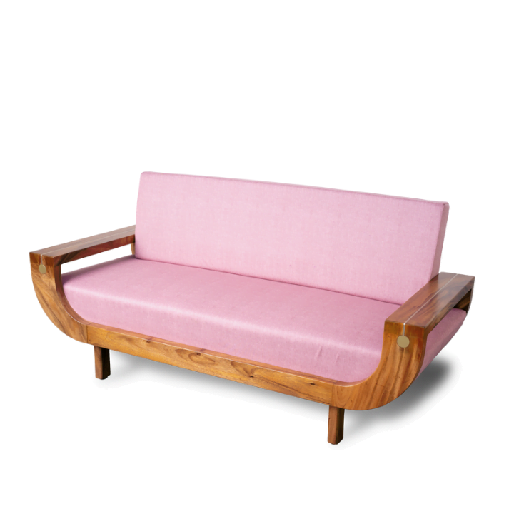 Wooden Boating Sofa – East Indian Walnut with Brass Detailing