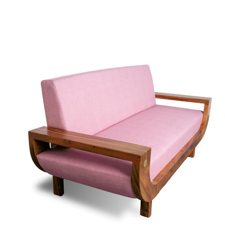 Wooden Boating Sofa – East Indian Walnut with Brass Detailing - Image 2