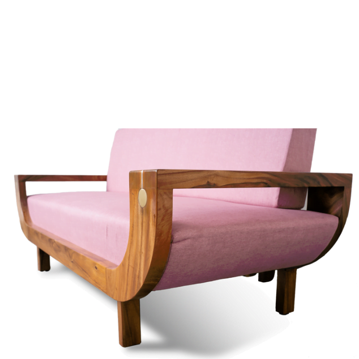 Wooden Boating Sofa – East Indian Walnut with Brass Detailing - Image 3