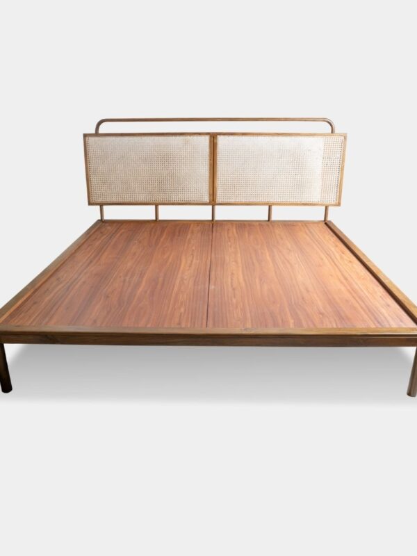Custom Wooden Cane Back Bed – Teak Wood Elegance