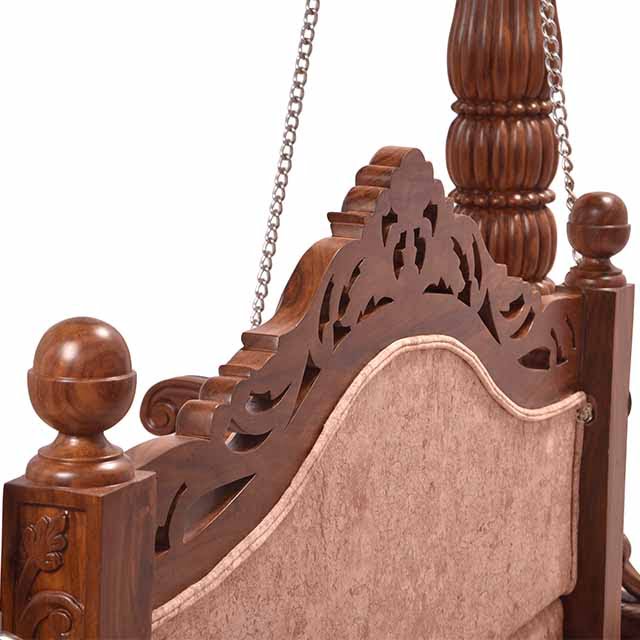 Ethnic Carved Wooden Swing Jhula with Peacock Design - Image 5