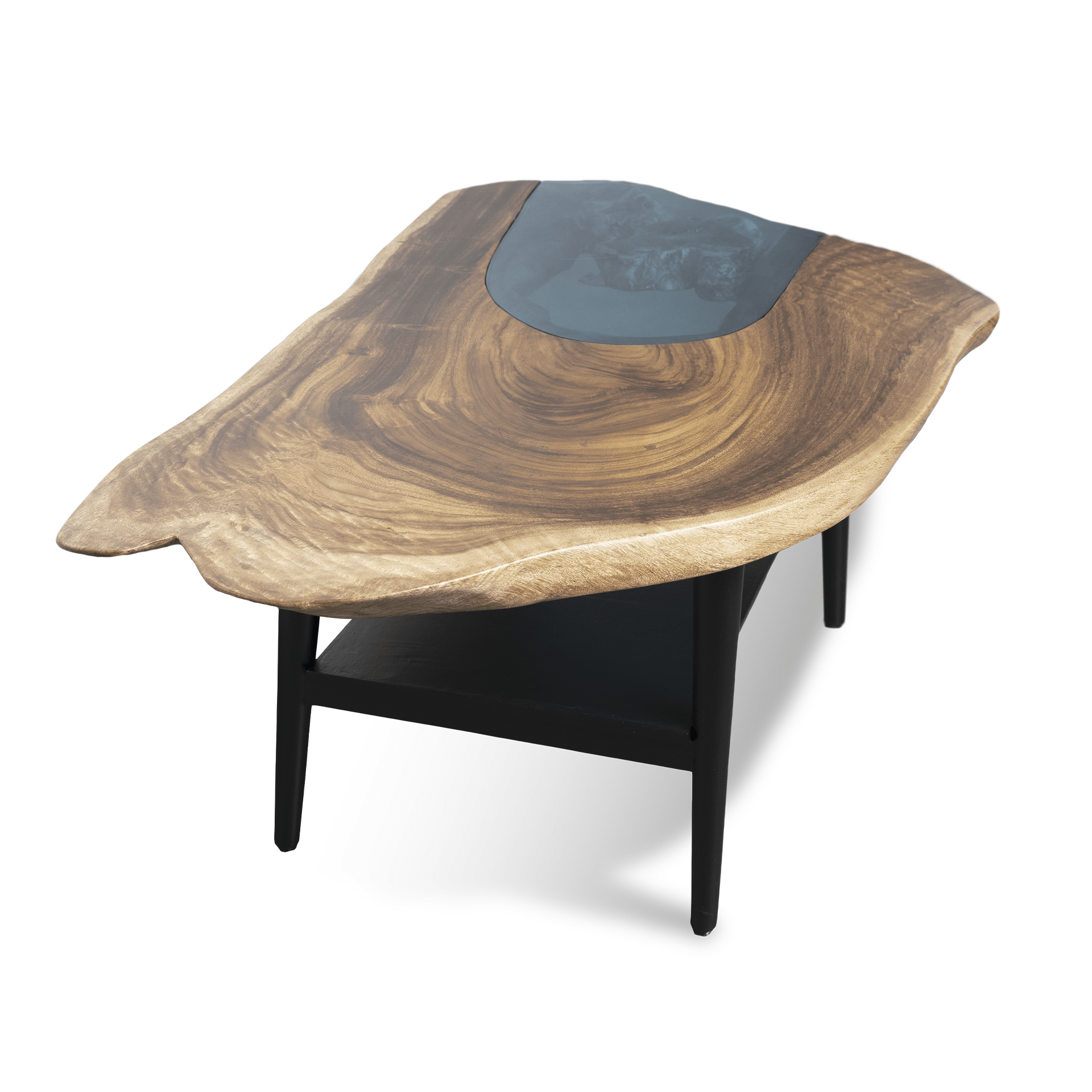 Live Edge Coffee Table with Paper Shelf - Image 5