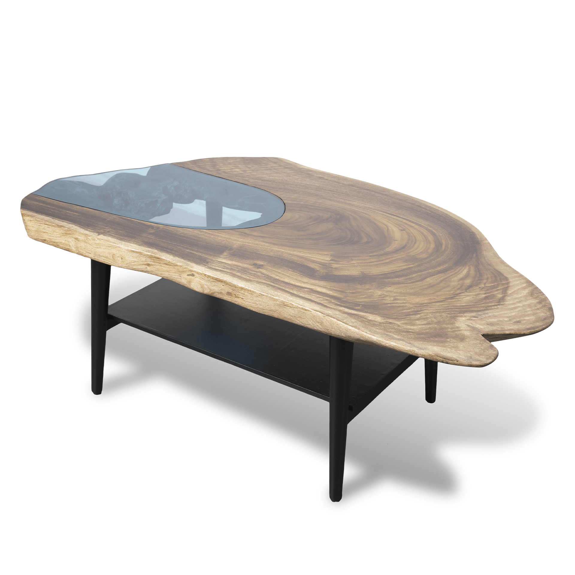 Live Edge Coffee Table with Paper Shelf - Image 4
