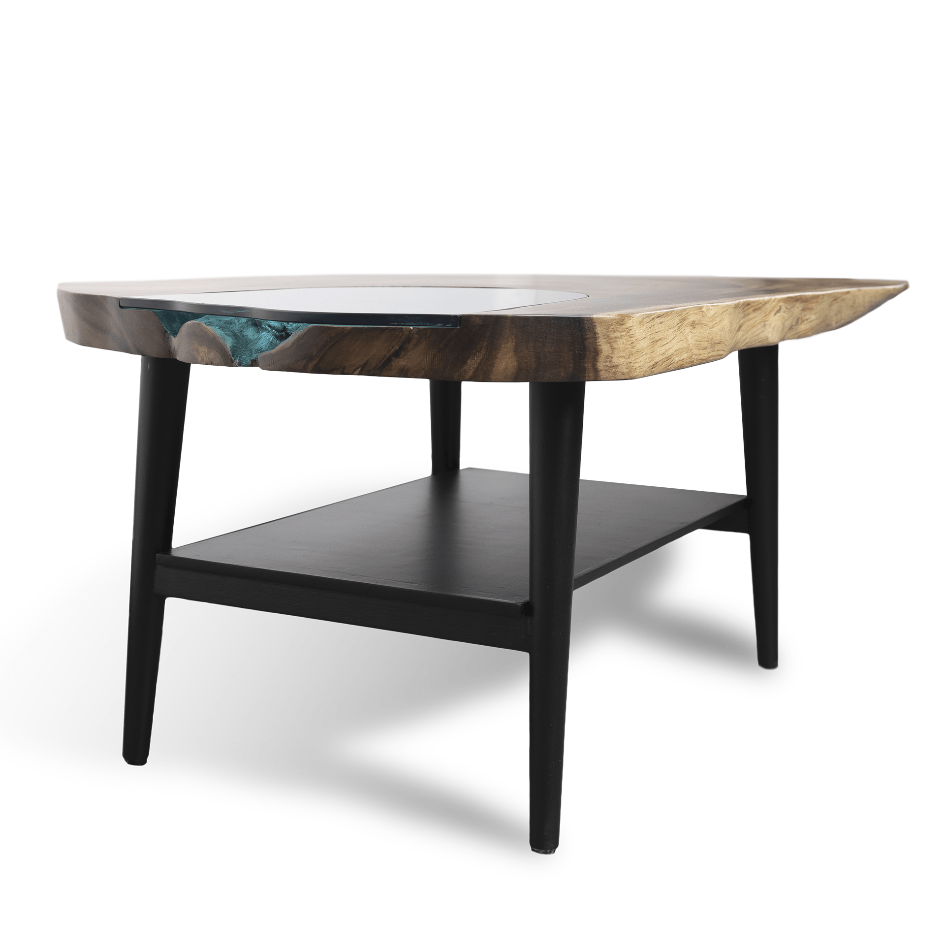 Live Edge Coffee Table with Paper Shelf - Image 3