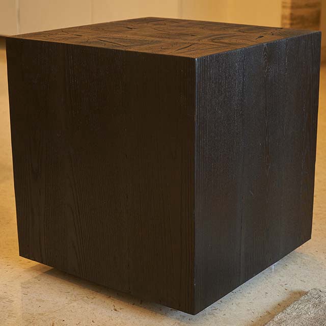 Solid Wooden Crackling Ash Side Table – Design in Charcoal Finish - Image 2