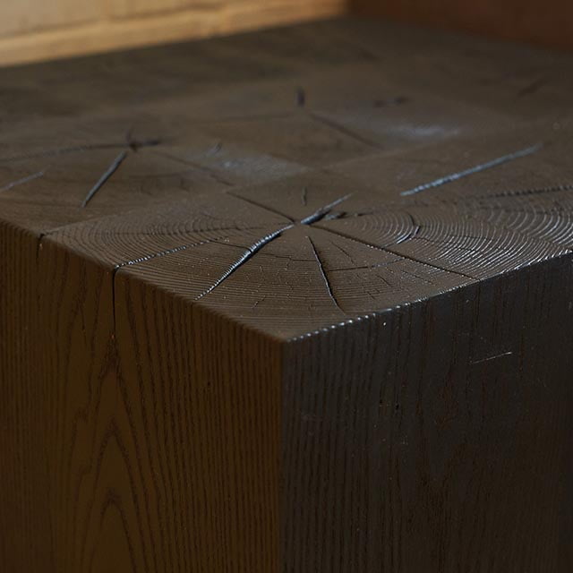Solid Wooden Crackling Ash Side Table – Design in Charcoal Finish - Image 3