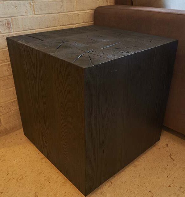 Solid Wooden Crackling Ash Side Table – Design in Charcoal Finish