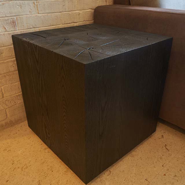 Solid Wooden Crackling Ash Side Table – Design in Charcoal Finish