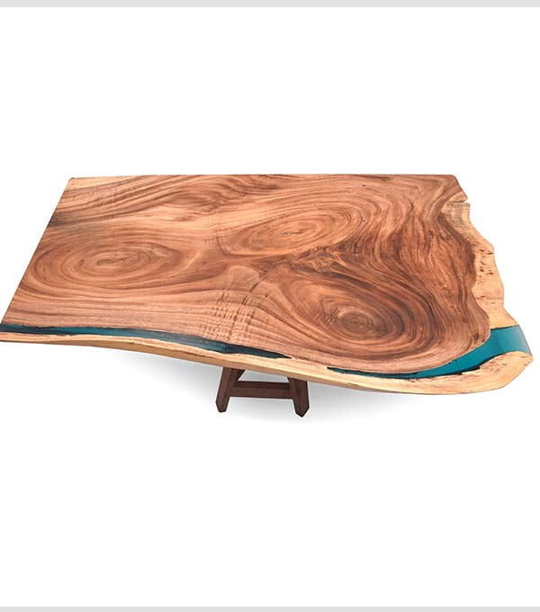 Epoxy Resin Creeked Table Top - Live Edge