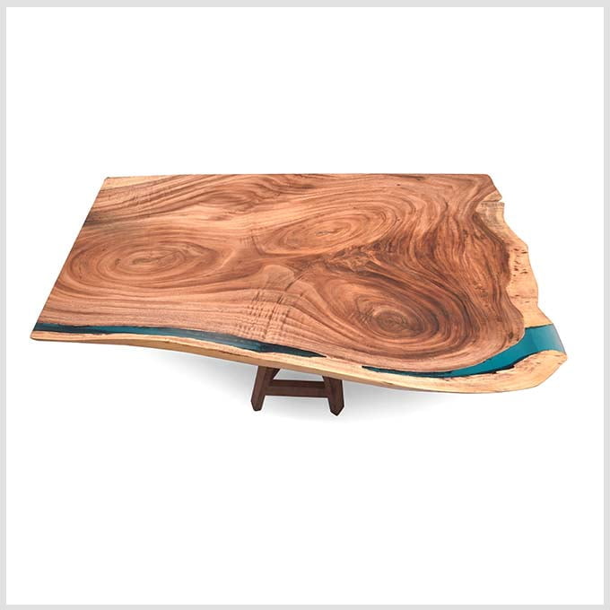 Epoxy Resin Creeked Table Top - Live Edge