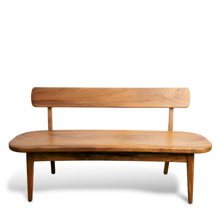 Solid Wood Deep Curved Bench Of East Indian Walnut - Image 4