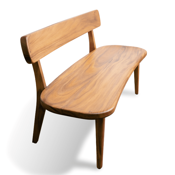 Solid Wood Deep Curved Bench Of East Indian Walnut - Image 2