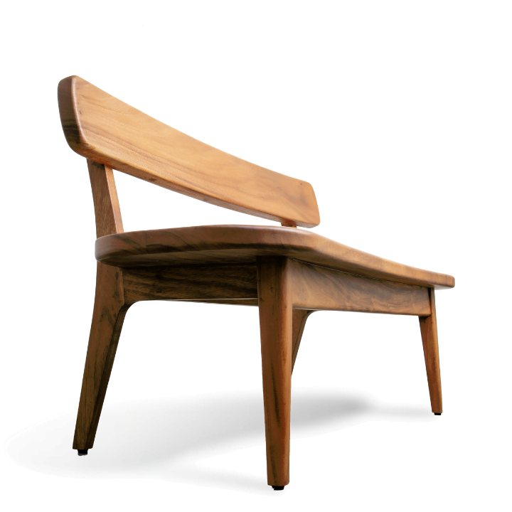 Solid Wood Deep Curved Bench Of East Indian Walnut - Image 3