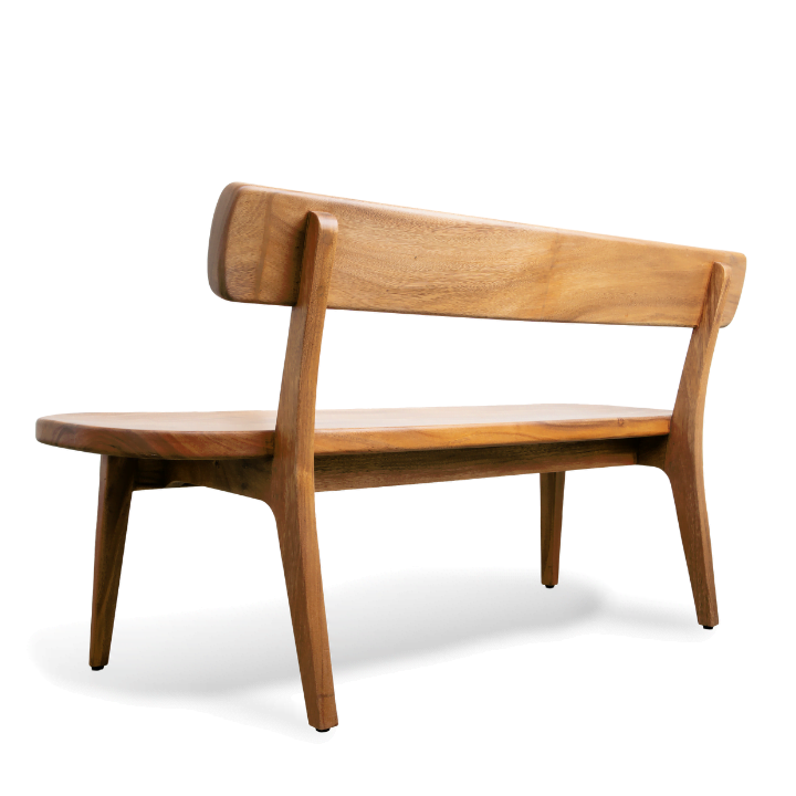 Solid Wood Deep Curved Bench Of East Indian Walnut - Image 5