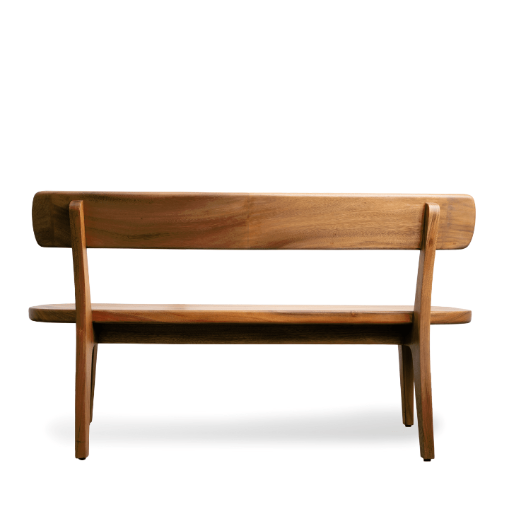 Solid Wood Deep Curved Bench Of East Indian Walnut - Image 6