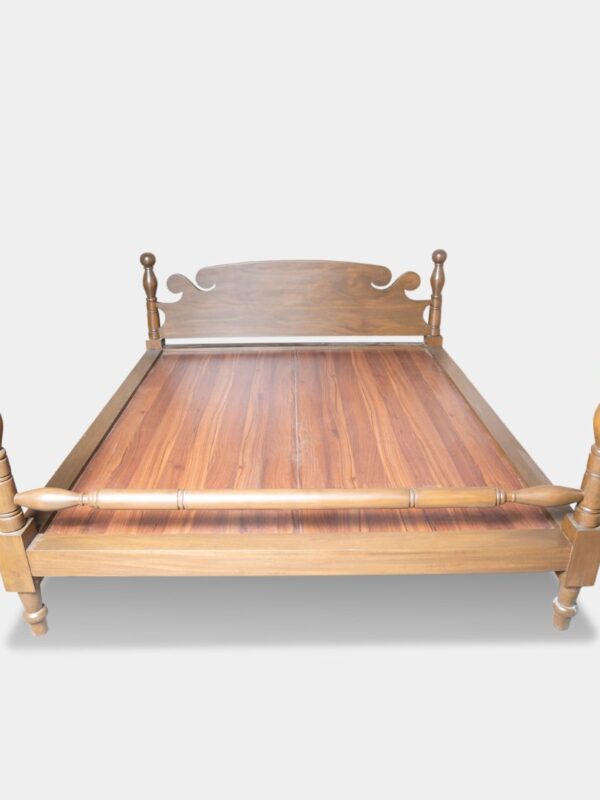Solid Wood Ethnic Four Poster Bed – East Indian Walnut & Teak