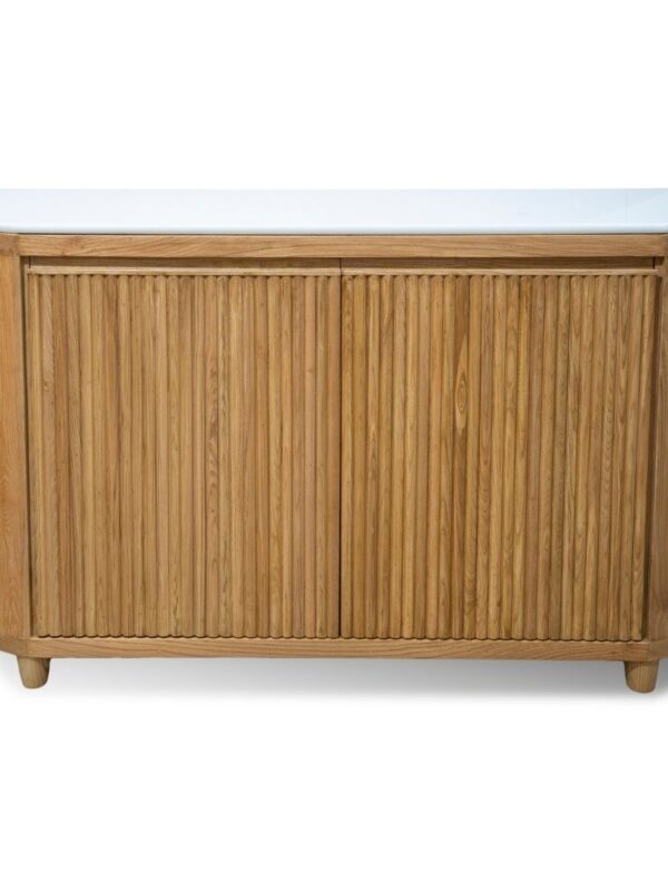 Solid Wood Fluted Console – Handcrafted White Ash Entryway Furniture