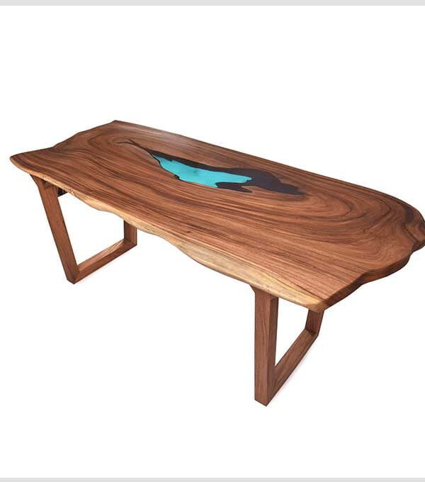Epoxy Resin Glacial Table - Live Edge Wood