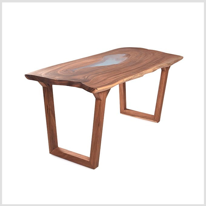 Epoxy Resin Glacial Table - Live Edge Wood - Image 2