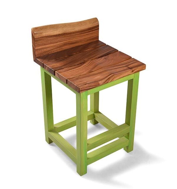 Live Edge Green Twisted Bar Stool