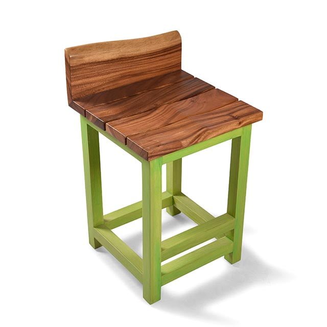 Live Edge Green Twisted Bar Stool