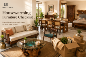 Housewarming Furniture Checklist with handcrafted wooden furniture by Wootique