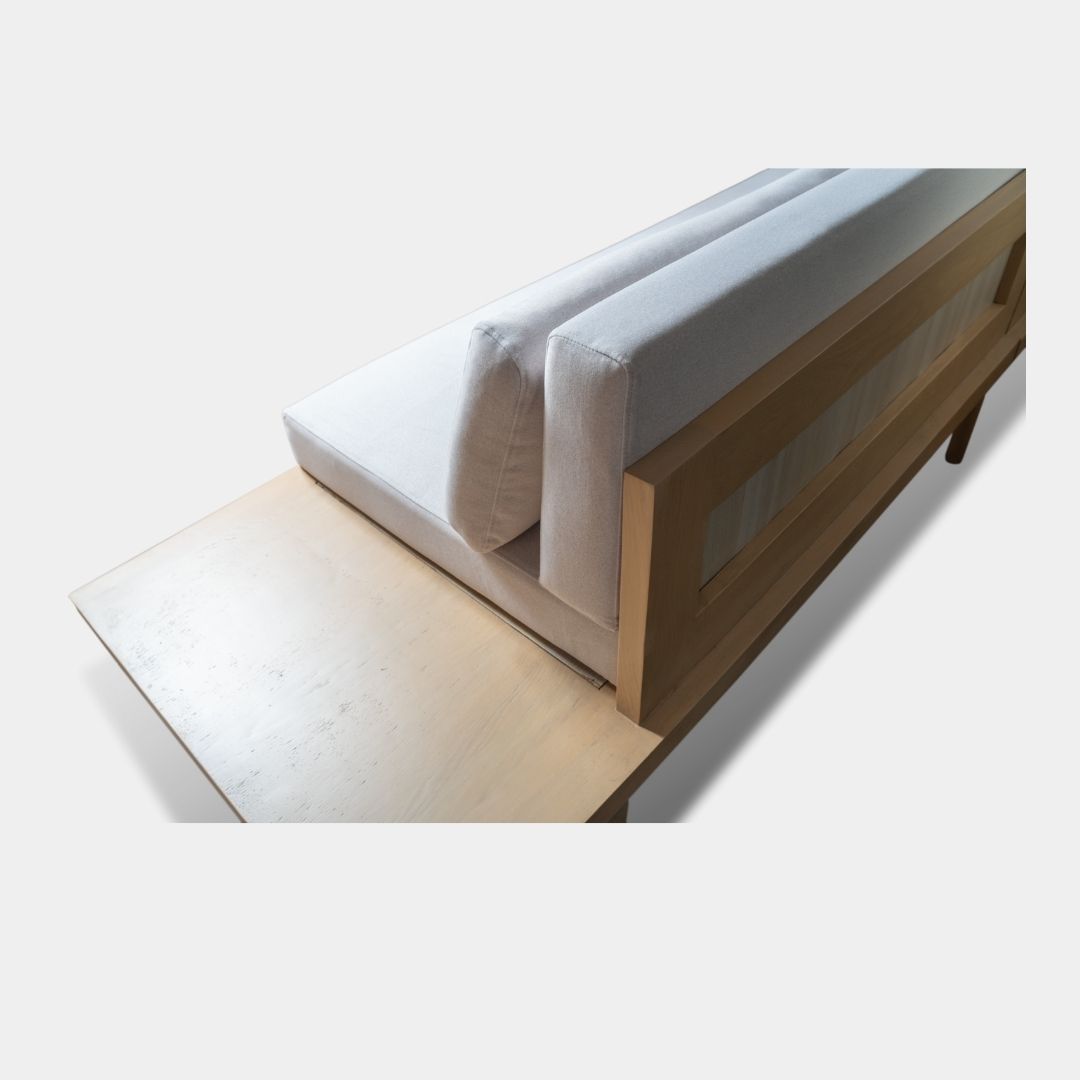 Solid Wooden Long Oak Sofa - Image 2