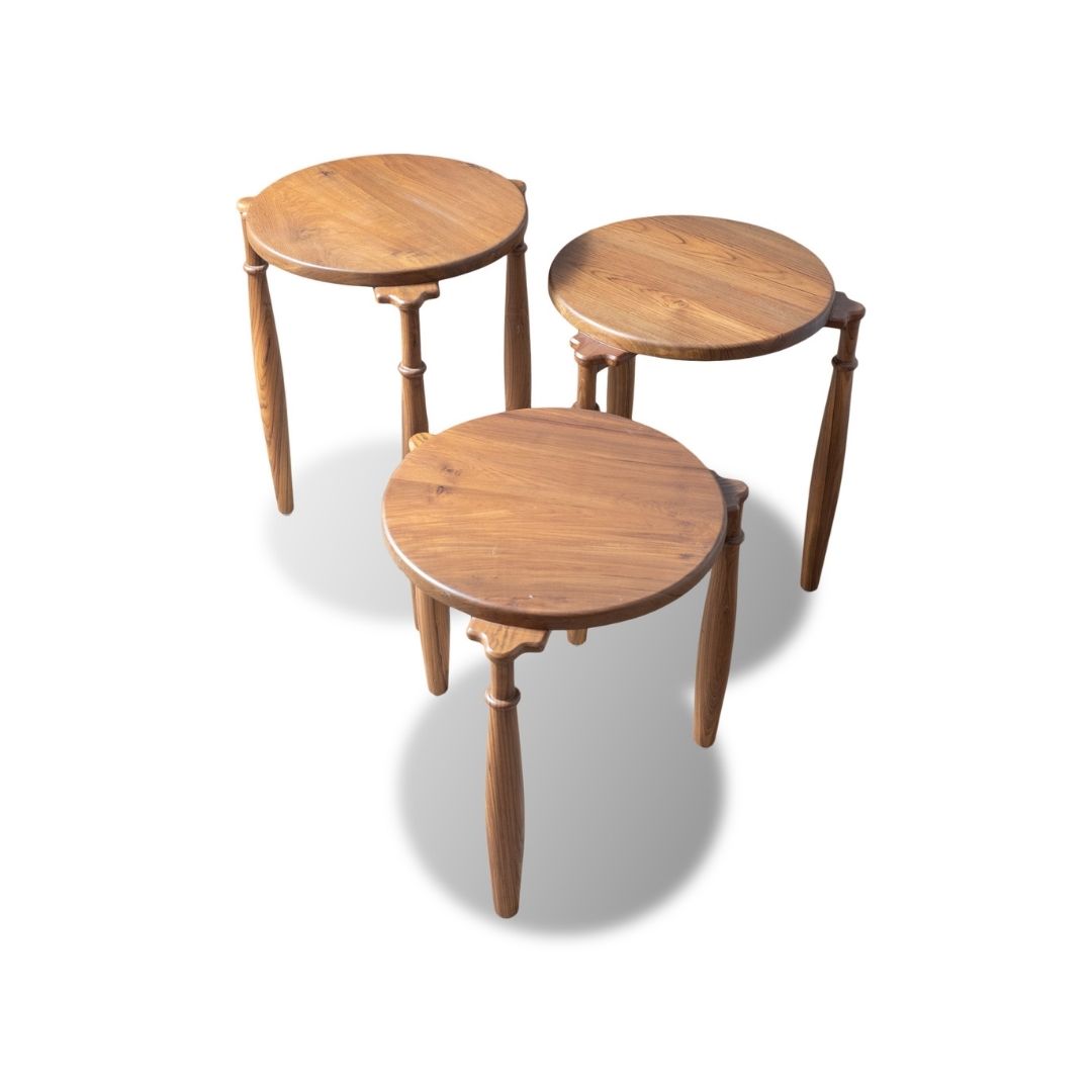 Solid Wooden Side Table Set – Nest It Up Design - Image 2