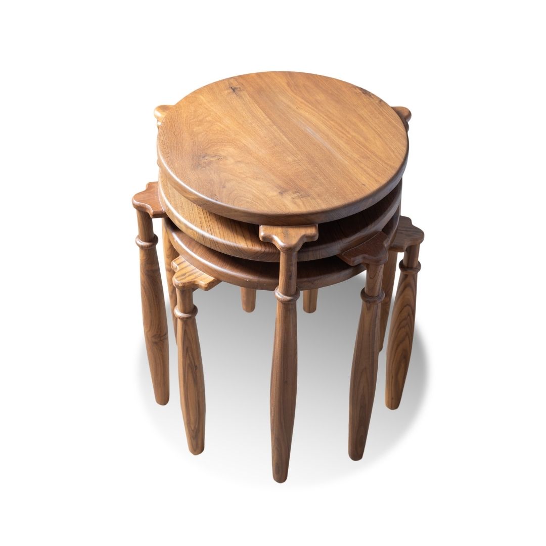 Solid Wooden Side Table Set – Nest It Up Design - Image 3