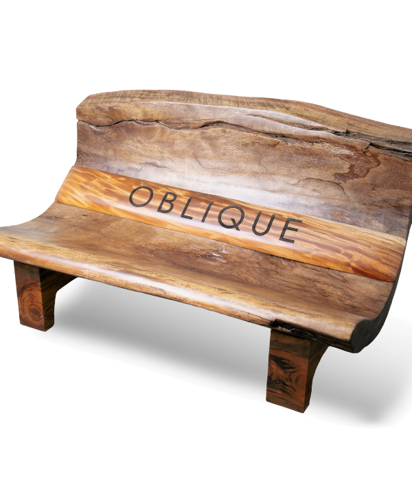 Live Edge Obliqued Bench Natural Hollow Log Design