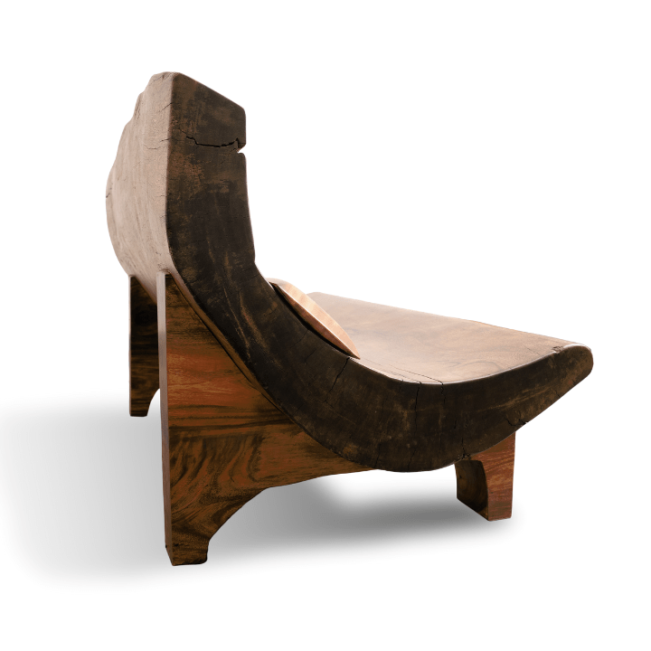 Live Edge Obliqued Bench Natural Hollow Log Design - Image 4