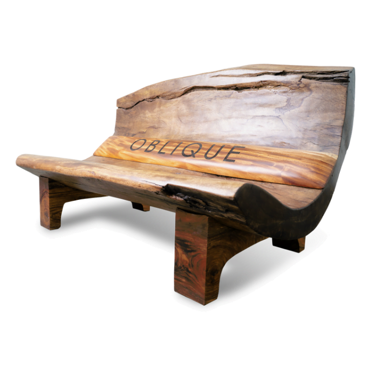 Live Edge Obliqued Bench Natural Hollow Log Design - Image 3