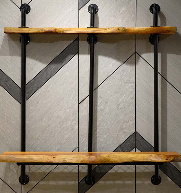 Live Edge Piped Pipers Backwall Table For Work & Study Fixture