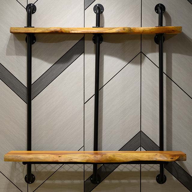 Live Edge Piped Pipers Backwall Table For Work & Study Fixture