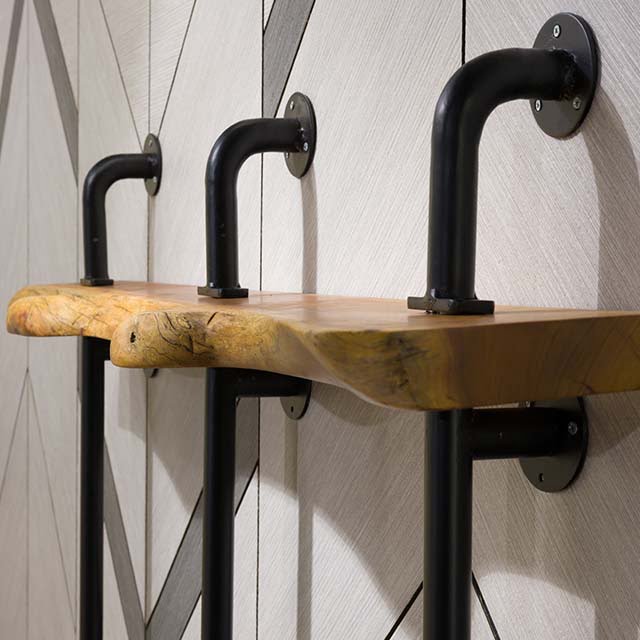 Live Edge Piped Pipers Backwall Table For Work & Study Fixture - Image 3
