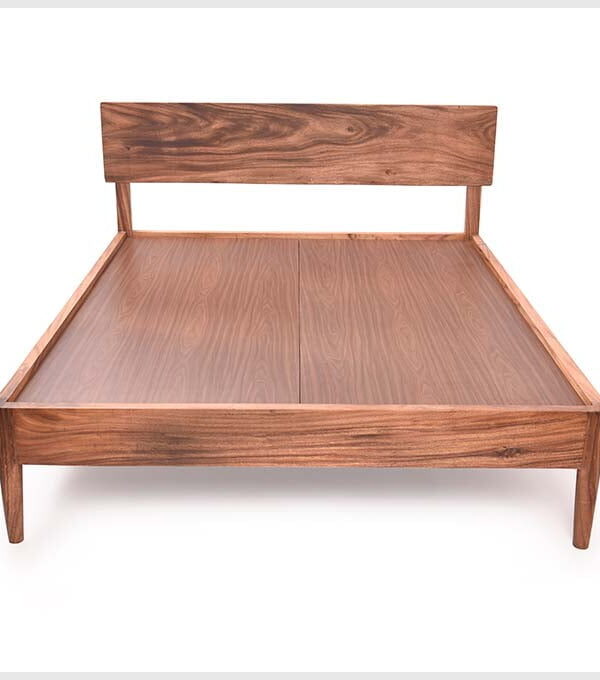 Solid Wood Queen Size Walnut Bed – Charcoaled Finish