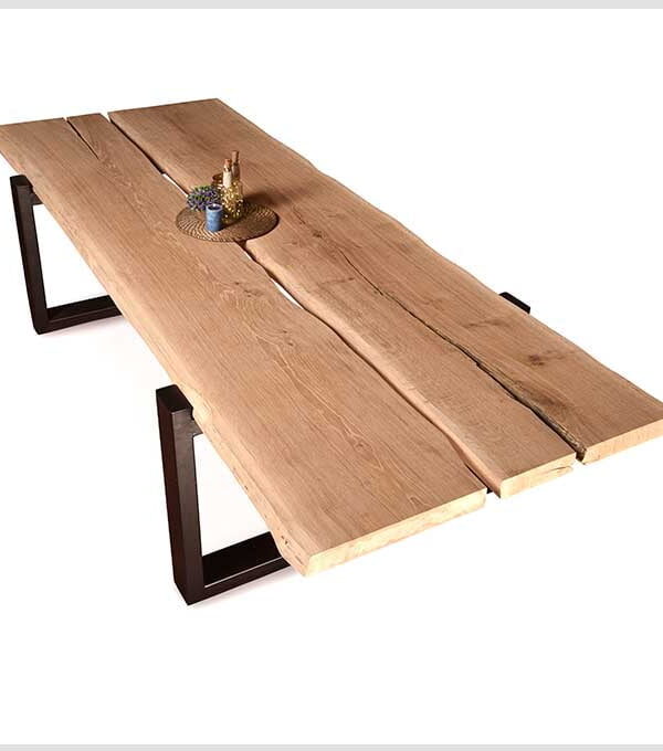Raw Oak Wood Dining Table